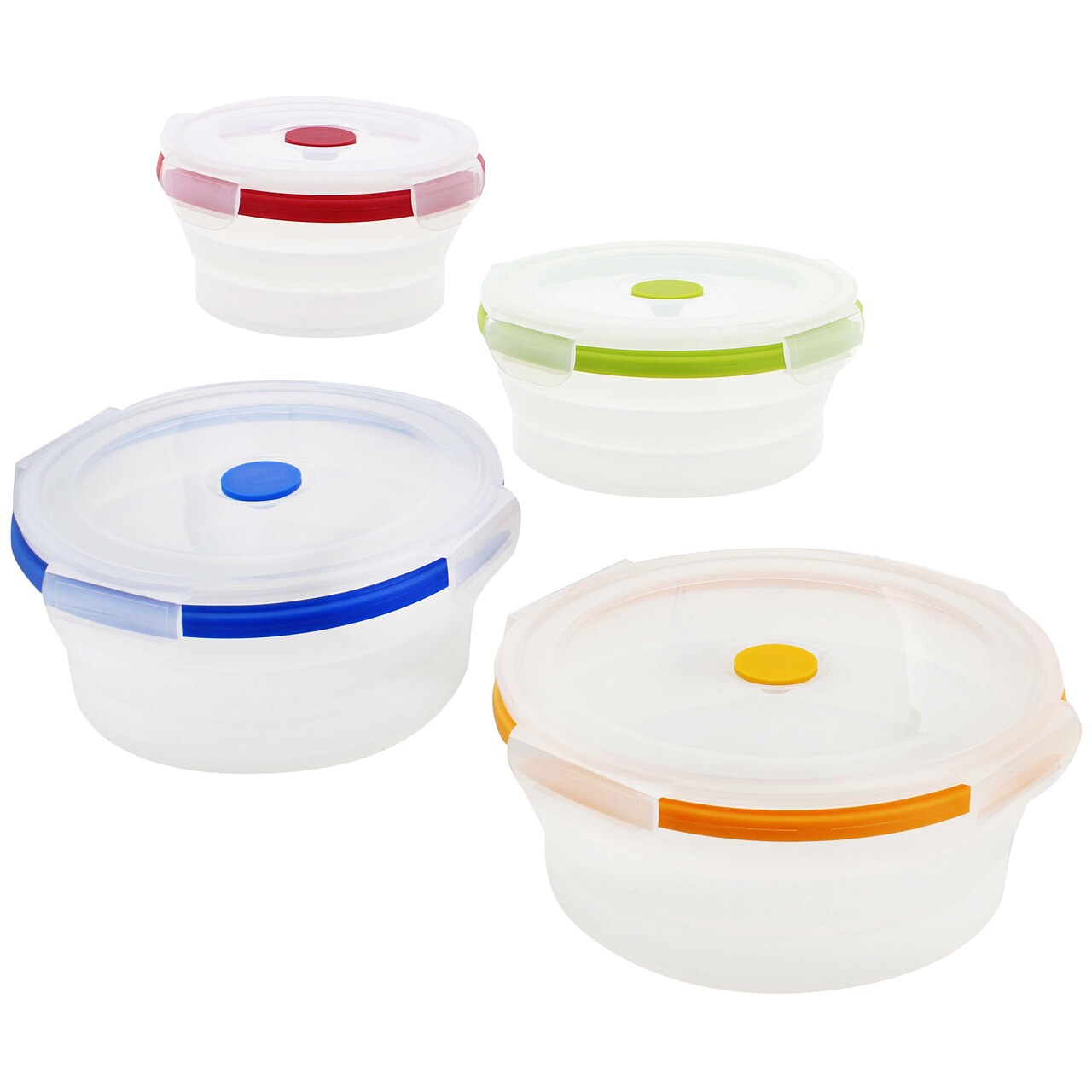 Potted Pans Collapsible Containers with Lids - 4pc Silicone Storage Containers